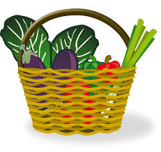 basket with fruits and vegetables well organize